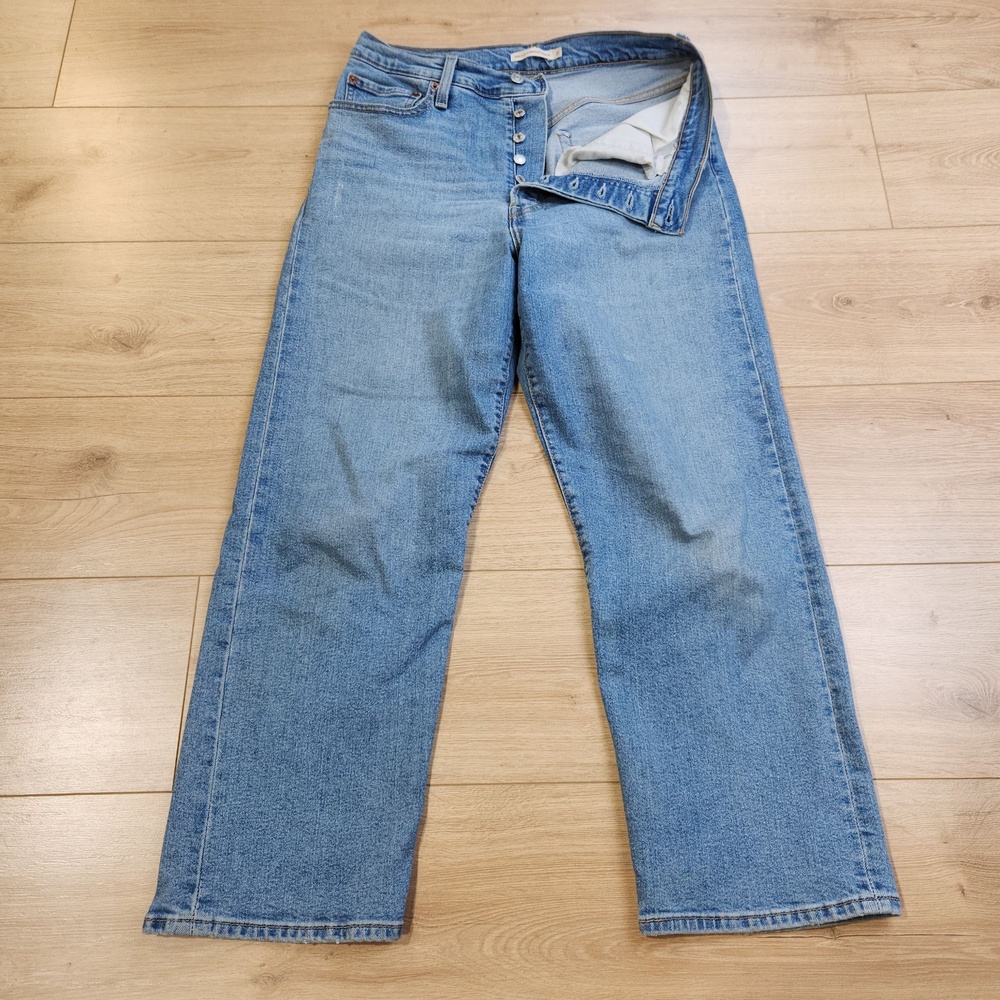 Levis Ribcage Straight Ankle Jeans Womens 31x27 Light Wash High Rise Denim